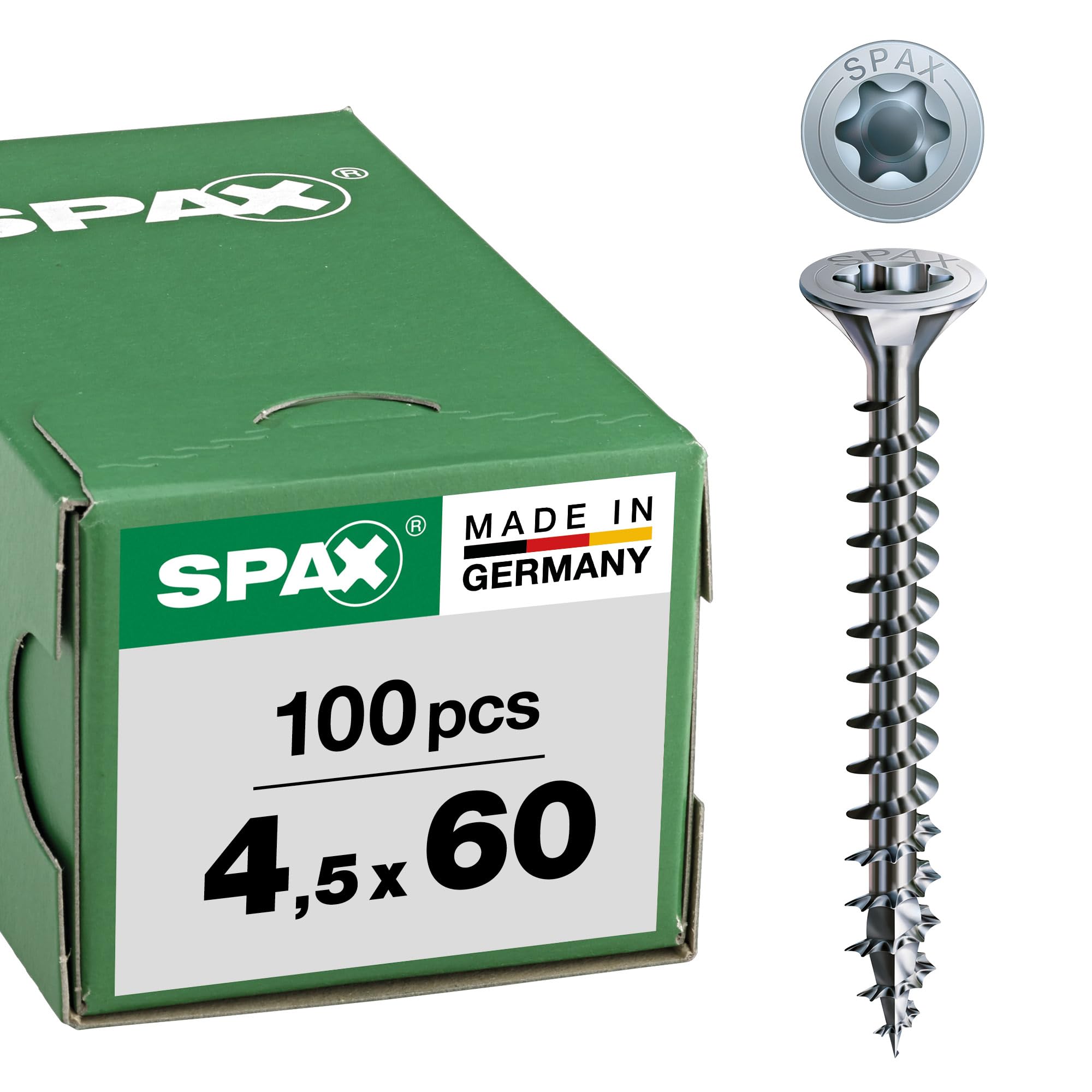 Spax Blank Verzinkt -Multi-Head Countersink Vg Blank A2j T-Star, T20, 4.5 Mm X 60 Mm / Pack Of 100 / Pak