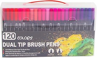 Kiboule 120 Cores Canetas Pincel de Ponta Dupla Marcadores Artísticos Conjunto Pincel e Pontas Finas Canetas para Crianças Adultos Asts Desenho Esboço Coloração Caligrafia Mão Lettering Journaling Pl