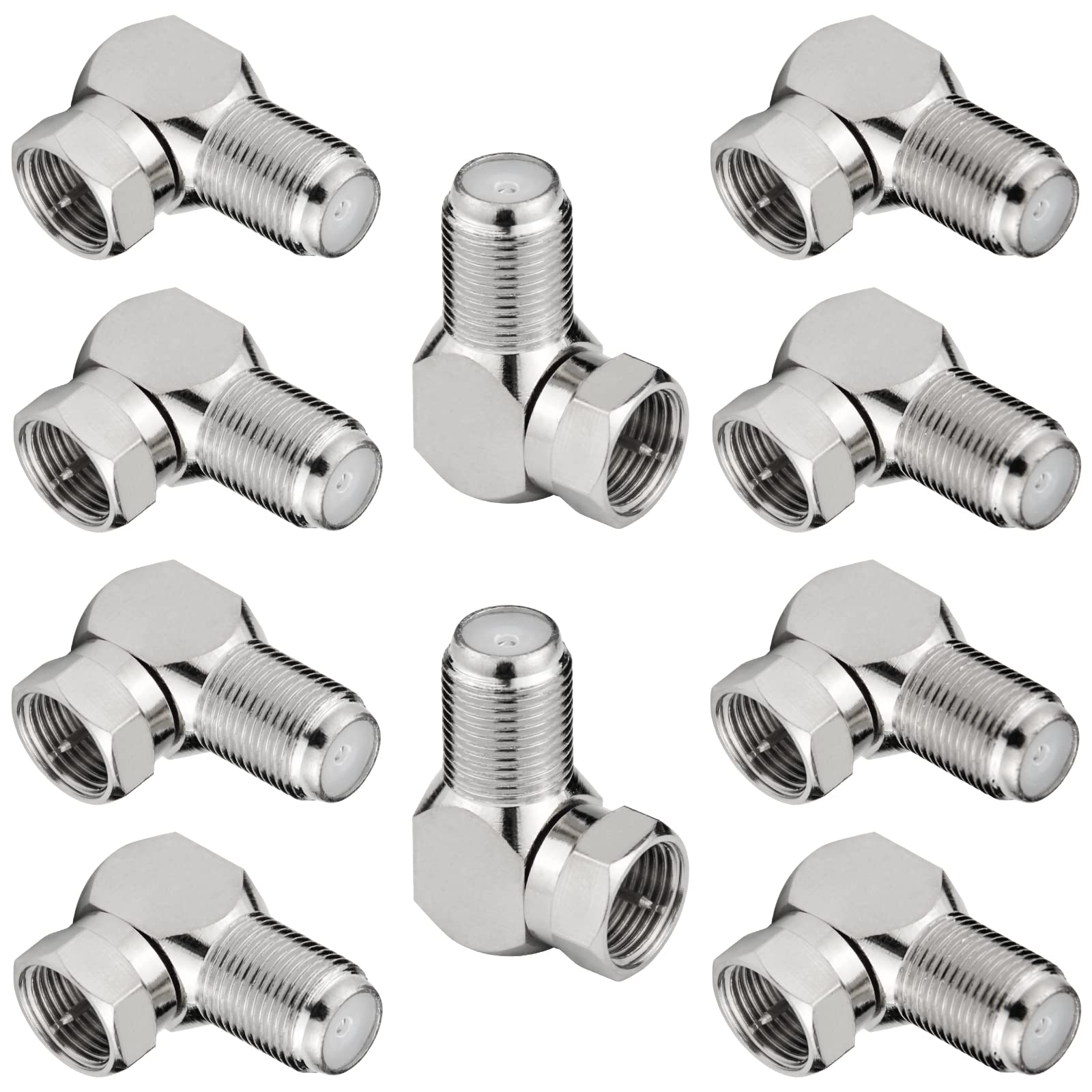 Conector coaxial de ángulo Recto Tipo F Macho a Hembra RF Conector de Cable coaxial 90 Grados Adaptador para Montaje en Pared TV, módem, Placa de Pared, Receptor satélite