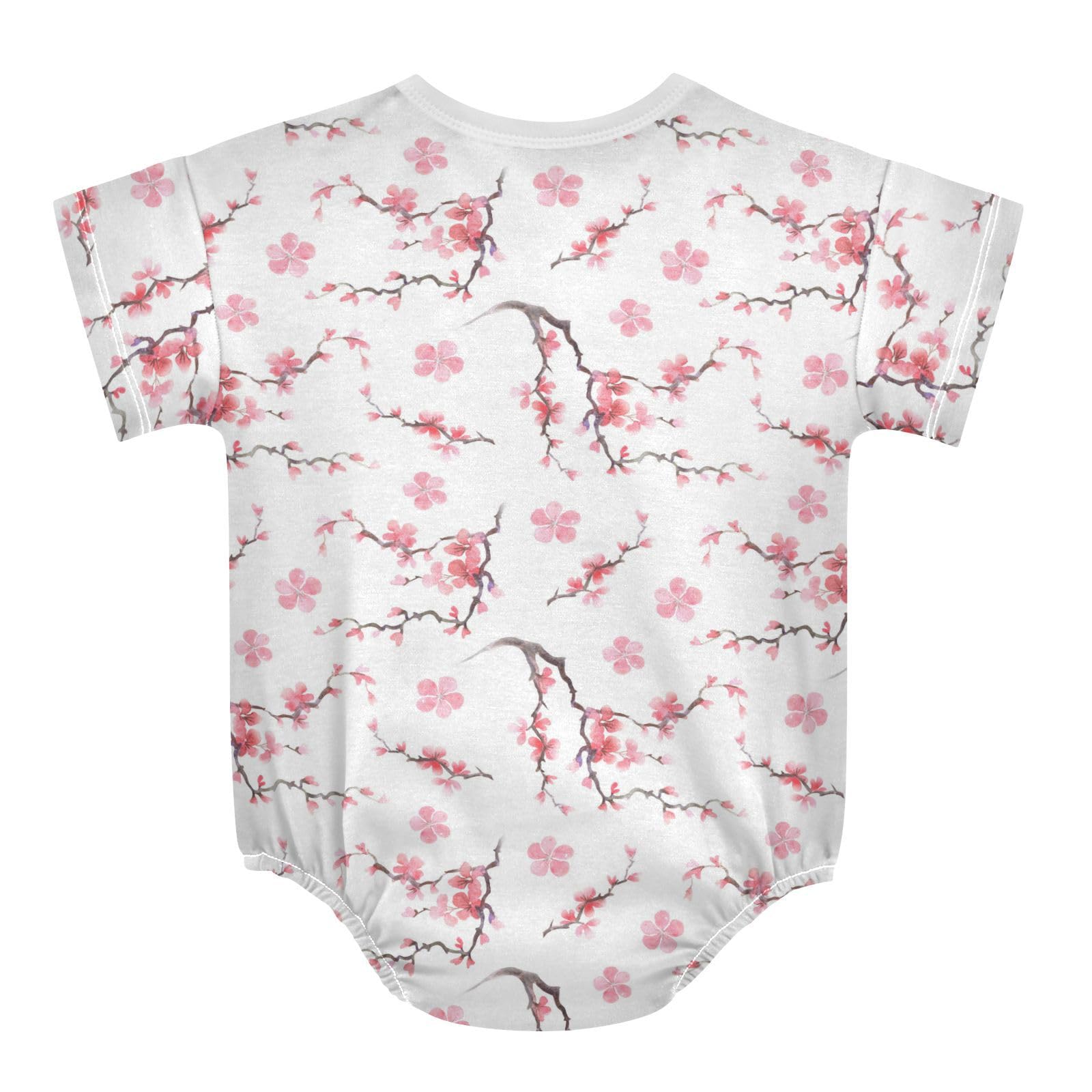 Wusikd Sakura Baby Bubble Romper Newborn Boy Girl Short Sleeve Bodysuit Pink Summer Clothes Outfits 18M