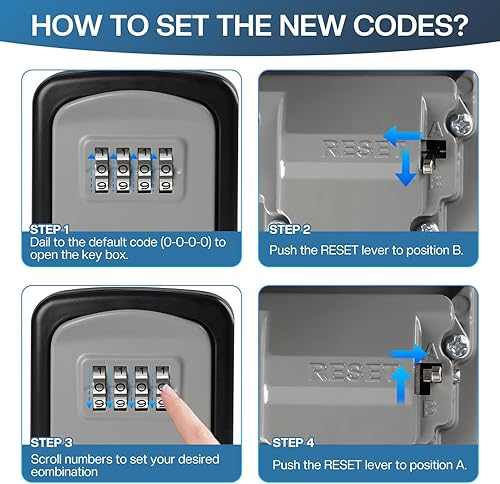 Miniatura 6 de Caja de bloqueo de combinación portátil, montaje en pared, para llaves de casa para ocultar una llave exterior, caja de seguridad impermeable para