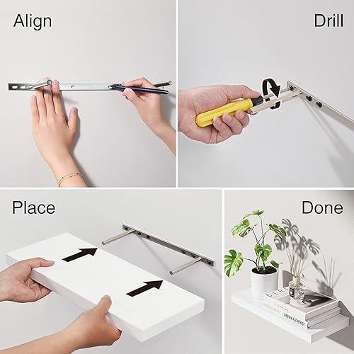 Miniatura 9 de BAYKA Estantes flotantes para pared, estantes de madera rústica montados en la pared para baño, dormitorio, sala de estar, cocina, estante colgante