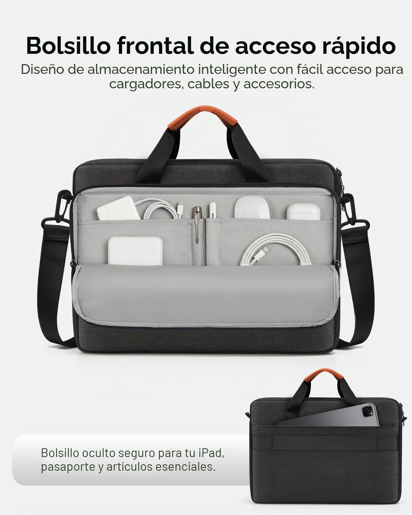 bagasin Bolsa de Transporte para Ordenador portátil de 15 15.6 16 17 17.3 Pulgadas, maletín de Tela Repelente al Agua, Cargador Superior Ligero, para Negocios o Escuela