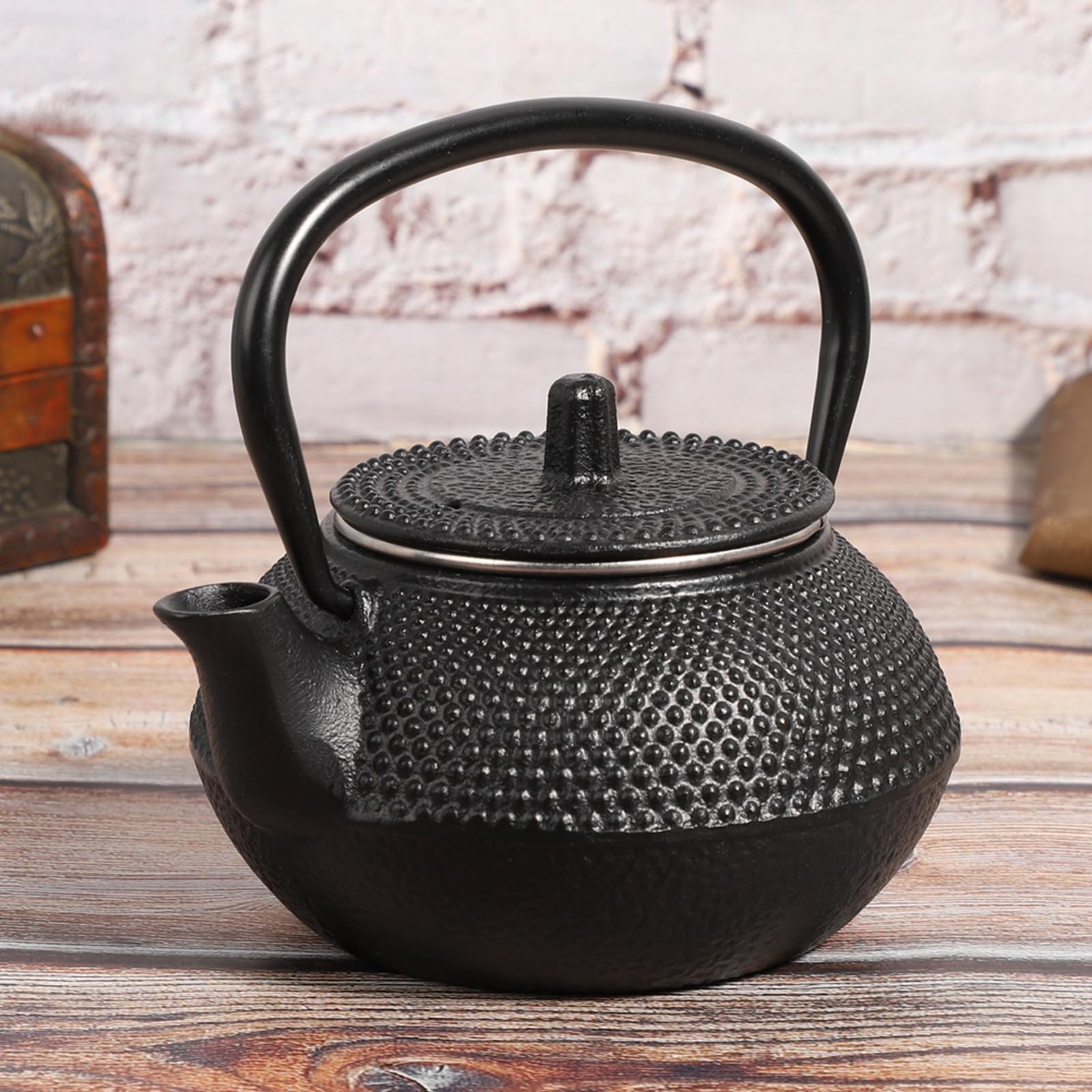Tetera de hierro fundido estilo japonés con colador para uso doméstico con capacidad de 0,3 L