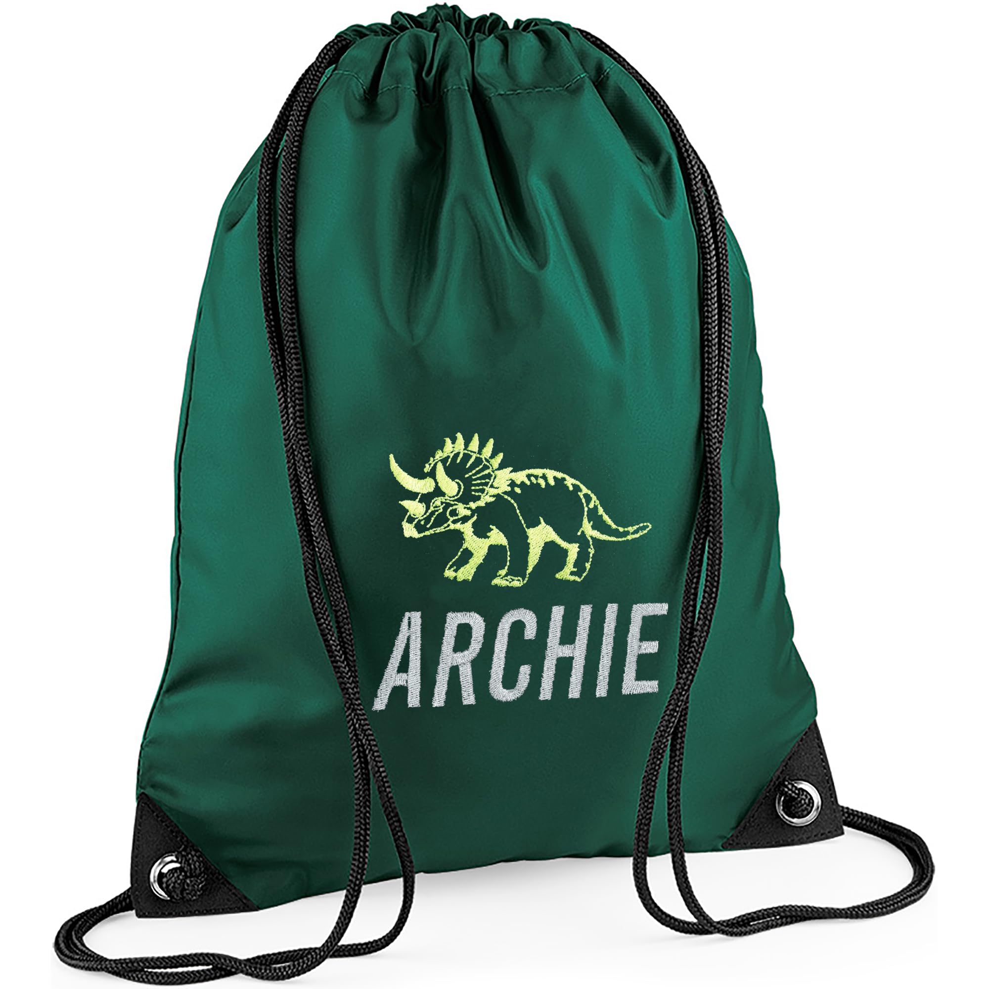 Teddyt's Green Personalised Dinosaur Bottle School Sports Pe Drawstring Swimming Bag