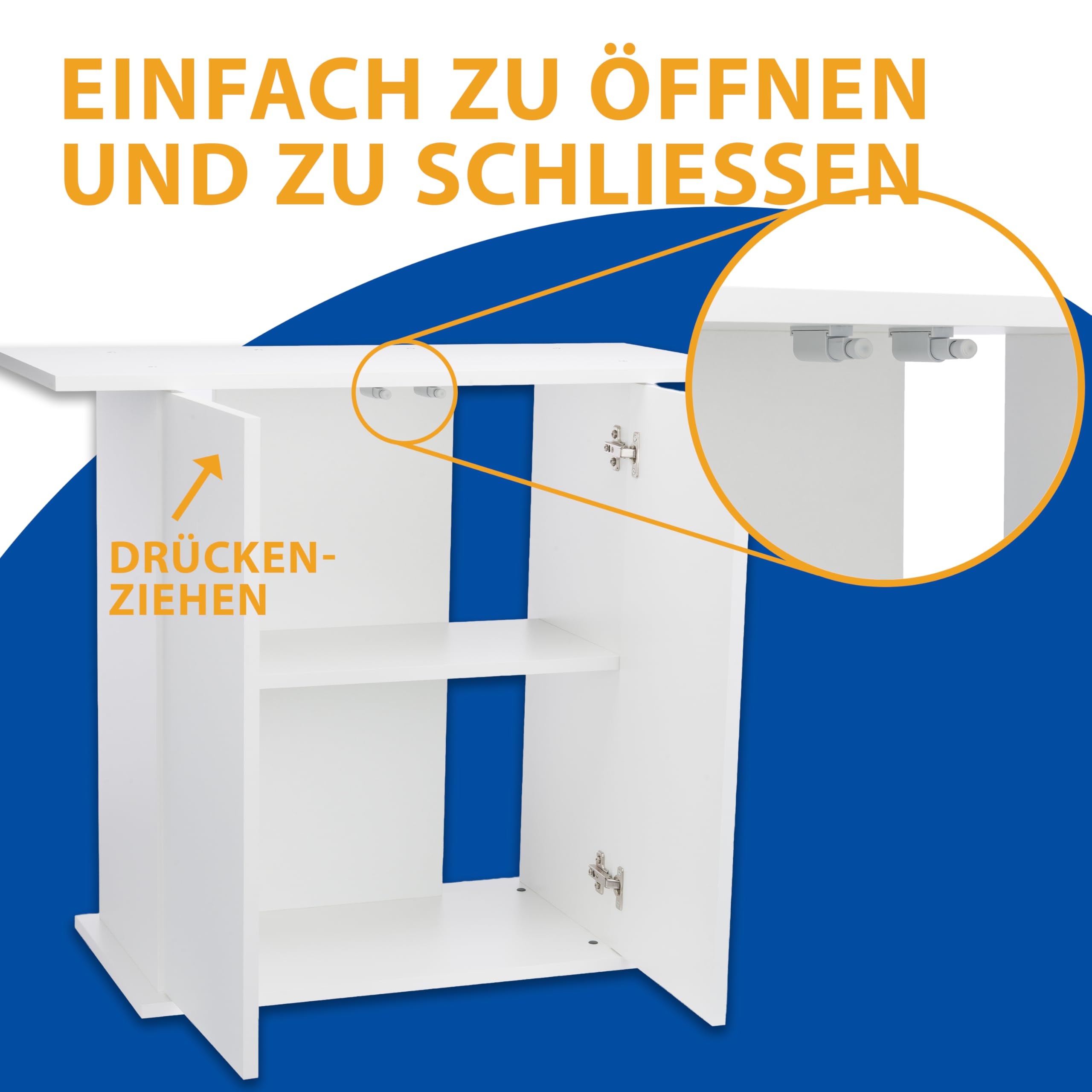 Ferplast Mobile supporto per acquario STAND DUBAI 80 con ante e ripiano, Piedini regolabili, Piano resistente all'acqua, 81 x 36 x h 73 cm, Legno Bianco