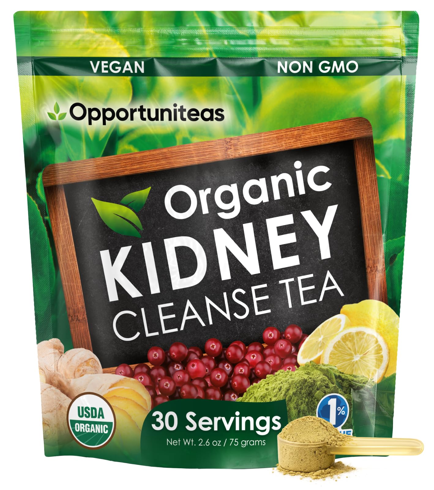 Opportuniteas Organic Kidney Cleanse Detox & Repair Tea Powder 2.6 Ounce (Pack of 1)