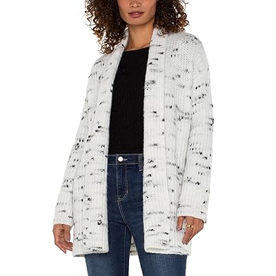 Liverpool Los Angeles Long Sleeve Open Front Cardigan Fuzzy Space Dye Sweater Women