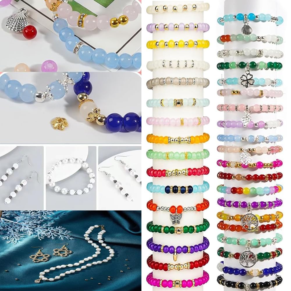 Simetufy 1200 Perline In Plastica Per Bracciali E Gioielli Fai Da Te - 24 Colori Assortiti, 6x9 Mm