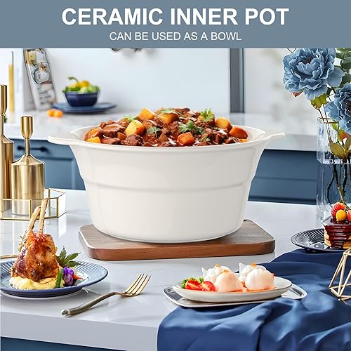 Miniatura 10 de Magnifique - Calentador de alimentos manual redondo de 5 cuartos de galón con 3 ajustes de cocción, perfecto para cocina, pequeño electrodoméstico