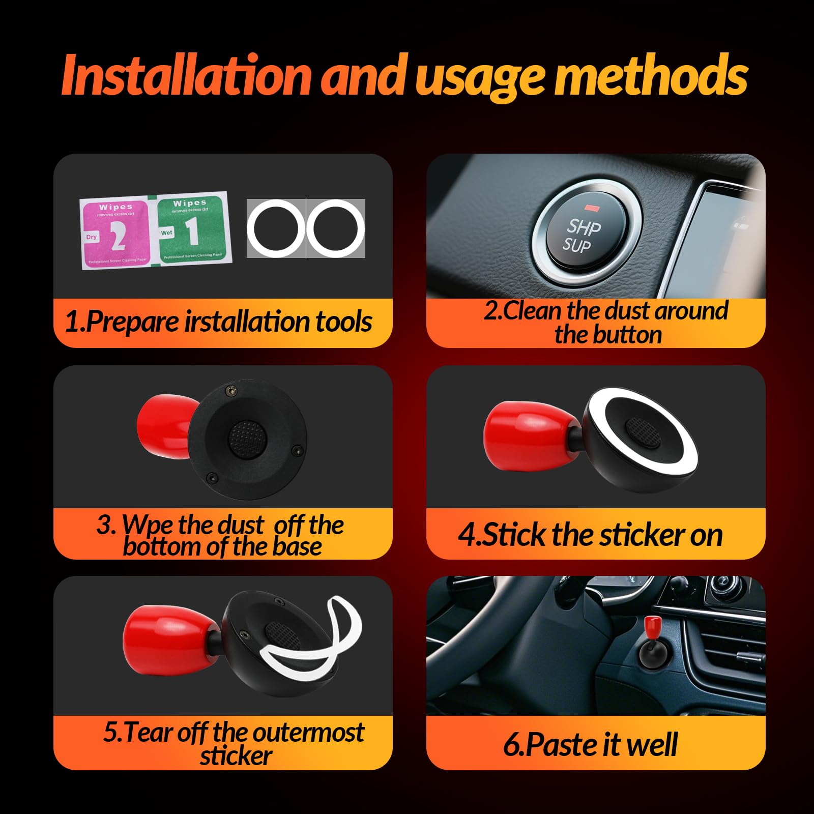CACHE UNIVERSEL POUR bouton démarrage moteur voiture rouge faux cristal