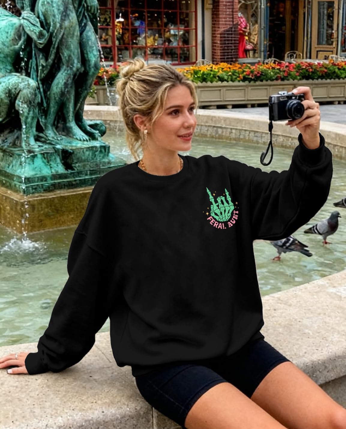 Mama Sweatshirt Overstimulated Moms Club Shirts for Women Skeleton Graphic Rock Pullover Tops - Image 2