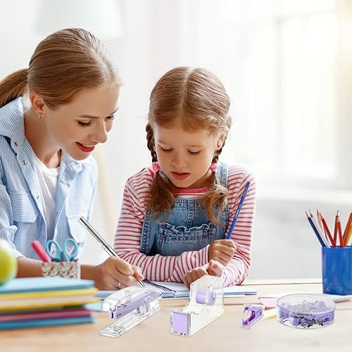 Miniatura 6 de Juego de suministros de oficina, juego de accesorios de escritorio, juego de grapas acrílicas, dispensador de cinta, clips para carpeta, clips de