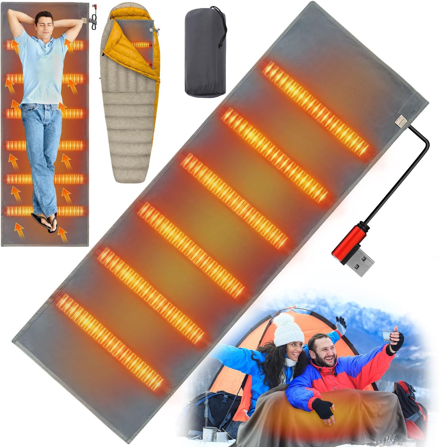 Heated Sleeping Bag Liner Battery Operated Heated pad
