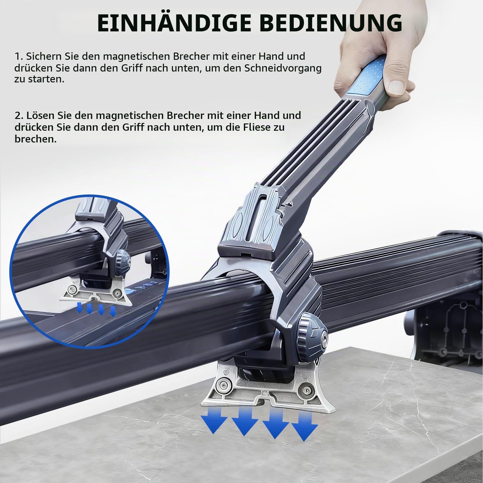 120 cm Manueller Großfliesen-Fliesenschneider mit Laserführung, max. 15 mm | Integrierter Magnetischer Trenner am Legierungsrahmen, große Schnittstärke, tragbare rutschfeste Räder