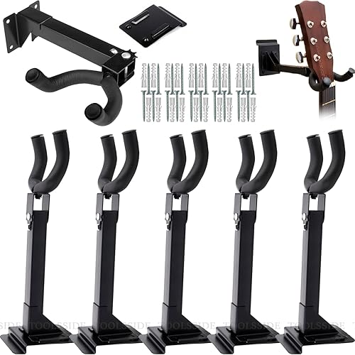 TOOLSSIDE 5 ganchos de pared para guitarra 180  Ganchos de guitarra para pared ajustables con adaptador de listones  Soporte de pared para guitarra