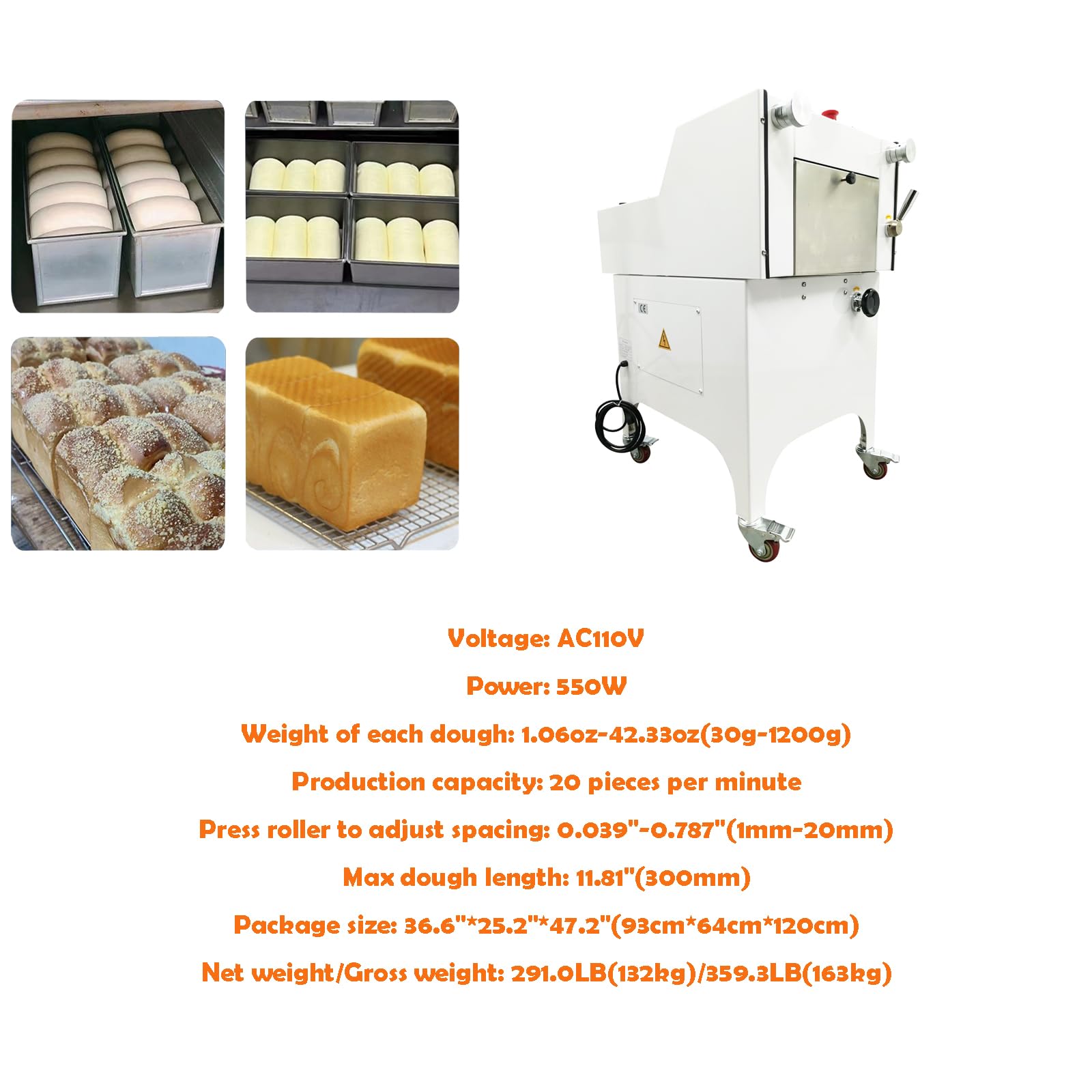 INTSUPERMAI Commercial Toast Bread & Croissant Dough Sheeter 2 in 1 Electric Roller Press Molding Machine & Auto Baguette Shaping Maker 1.06oz-42.33oz 110V