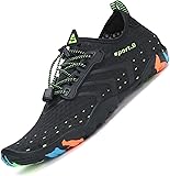 Mishansha Mens Womens Water Shoes Aqua Swim Shoes Beach Quick Dry Barefoot for Diving Surfing Kayaking Water Sports Yoga 12.5 Women/11 Men Carbon Black