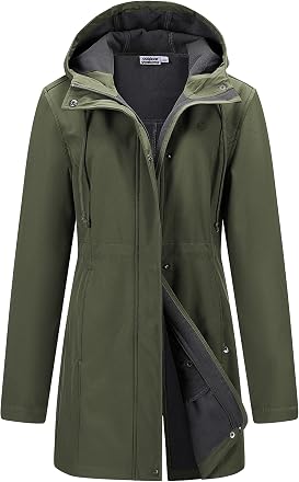 Outdoor Ventures Women's Fleece-Lined Hooded Softshell Rain Coat