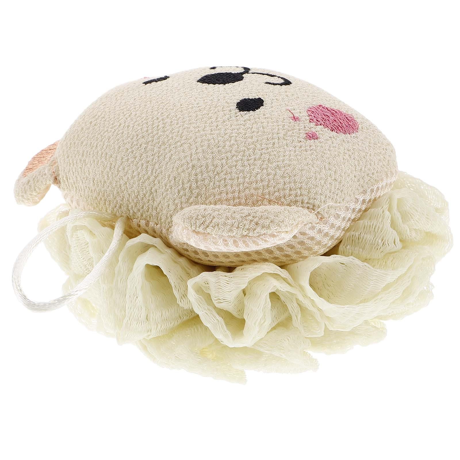 Cartoon Lion Bath Scrubber Dual-Function Shower Puff Body Exfoliating Sponge for Bathing Fun in Green
