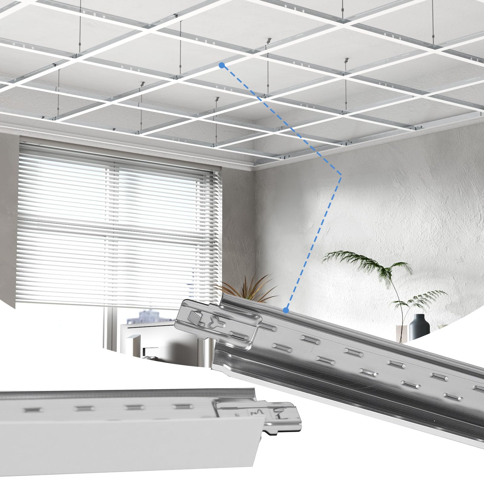 75 PCS 48 Inch Cross Tee Drop Ceiling Grid System, 4 Ft Galvanized Steel Rust & Fire Resistance Easy Installation, Ideal for Basement Living Room Garage Kitchen Bathroom White