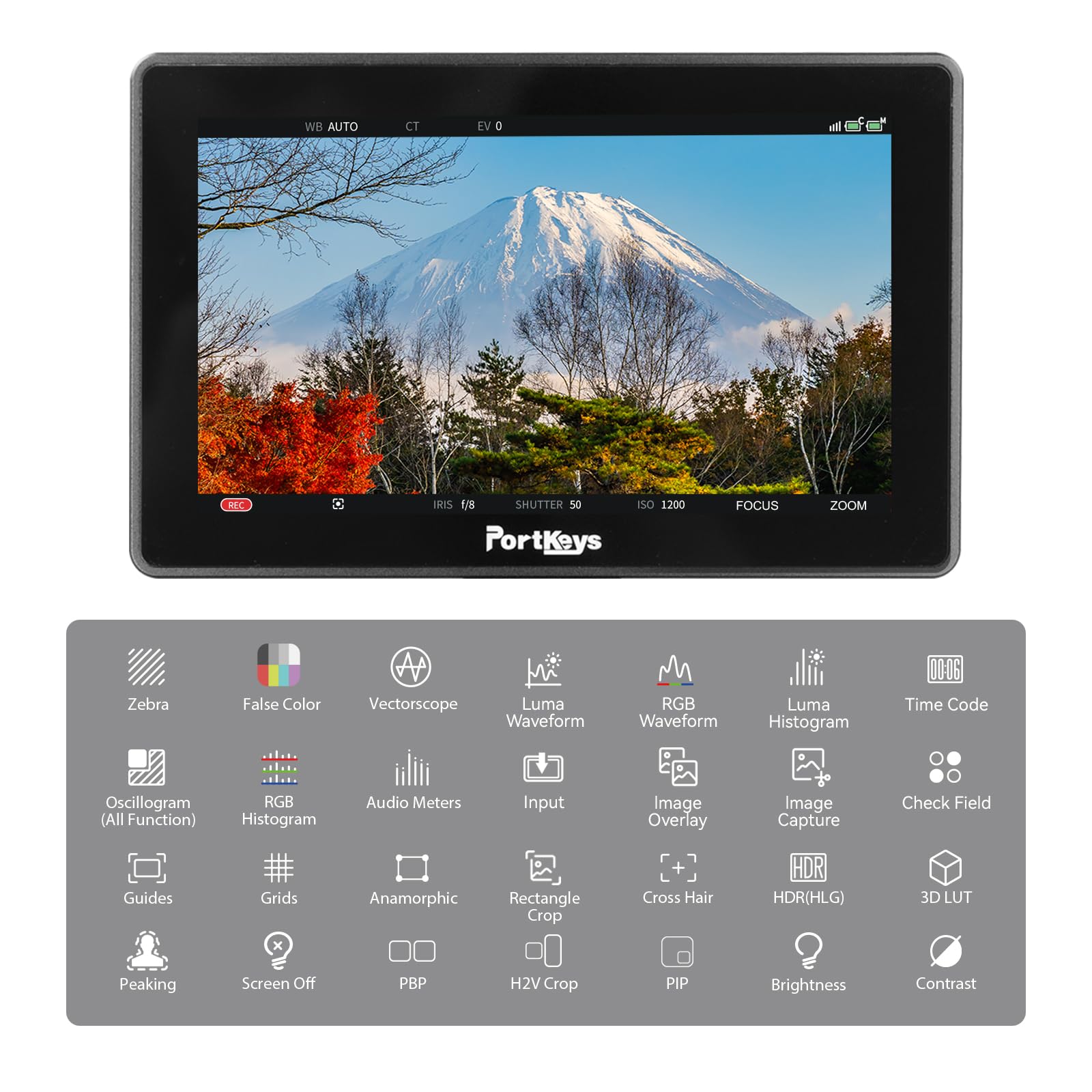 Portkeys BM5IV WR Monitor de Campo 5,5" 2000nits SDI HDMI, Control de Cámara Inalámbrico para Red ARRI Sοny Canοn ZCAM, Conversión Cruzada 3G-SDI 4K HDMI, Salida 3D LUT, Carcasa de Aluminio
