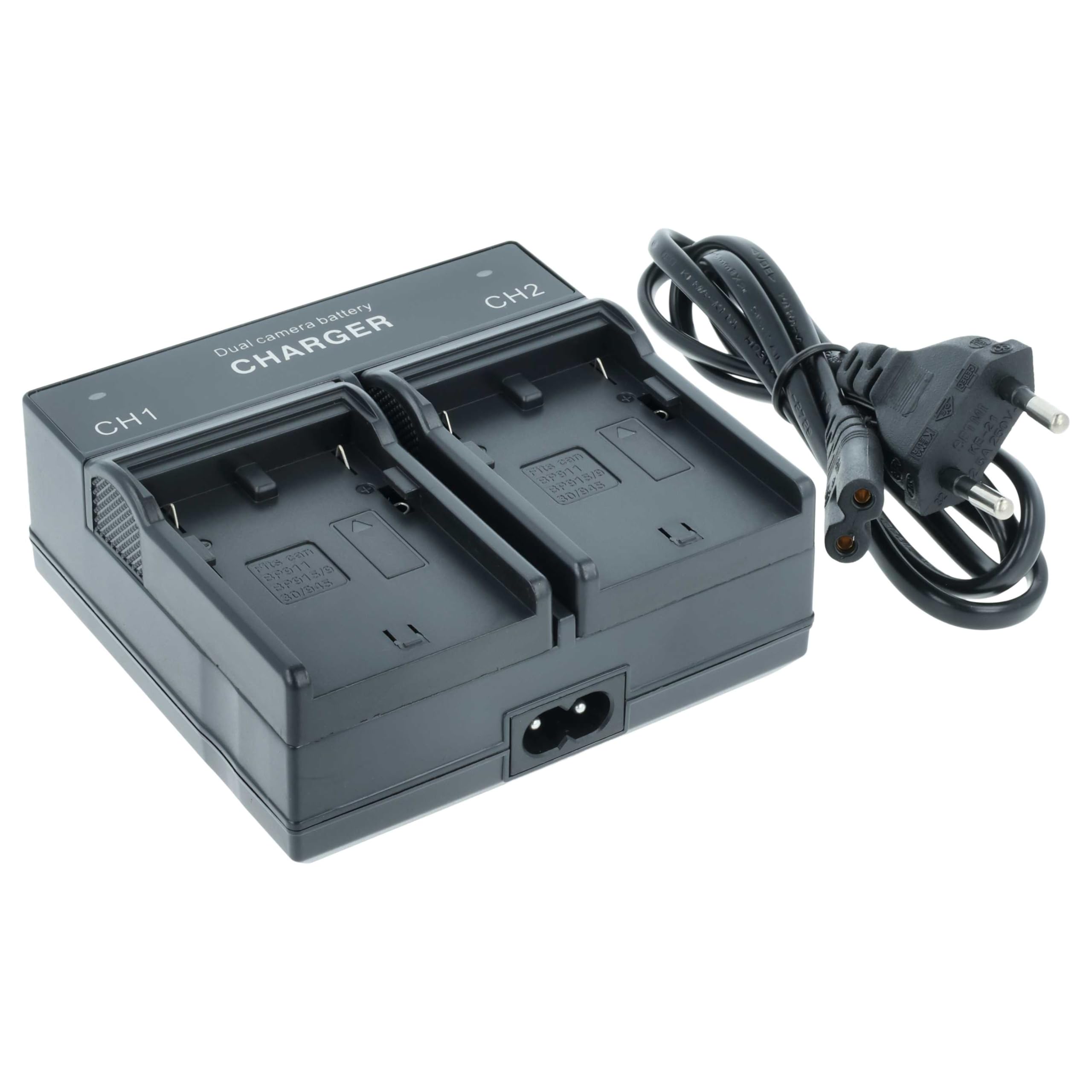 vhbw Dual lader compatibel met Canon ES-6000, ES-60 Hi8, ES-65, ES-6500V, ES-65 Hi8, ES-7000es camera camcorder actiecamer-accu - laadbak