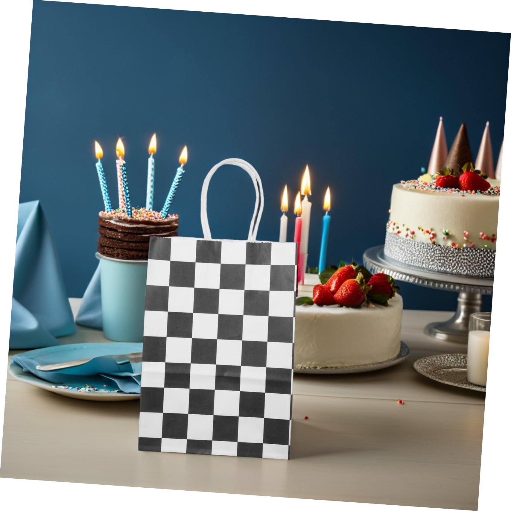 Karierte Geschenktüten mit Henkeln 24 Stück für Party und Geburtstag