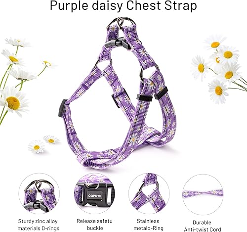 Miniatura 2 de QQPETS Arnés para perro con correa  sin tirones ajustable para mascotas, clip trasero halter, collar básico, resistente, correa antitorsión de 5