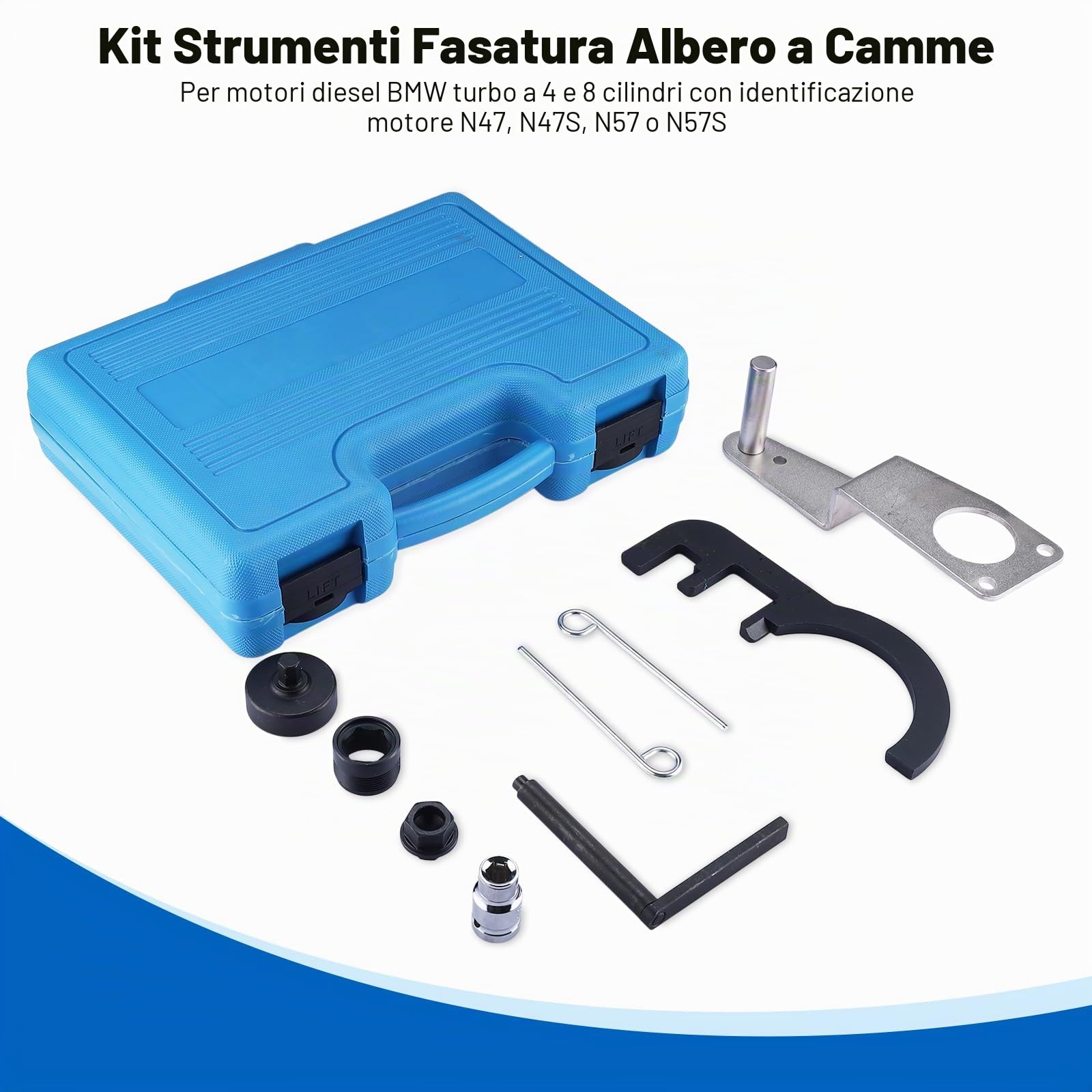 FreeTec 8pz Attrezzi Distribuzione, Dime Messa in Fase Strumento di Bloccaggio Distribuzione del Regolare Catena Alberi a Camme Volano Pompa Carburante per Motore Diesel BMW N47 N47S N57 N57S 1.6 2.0