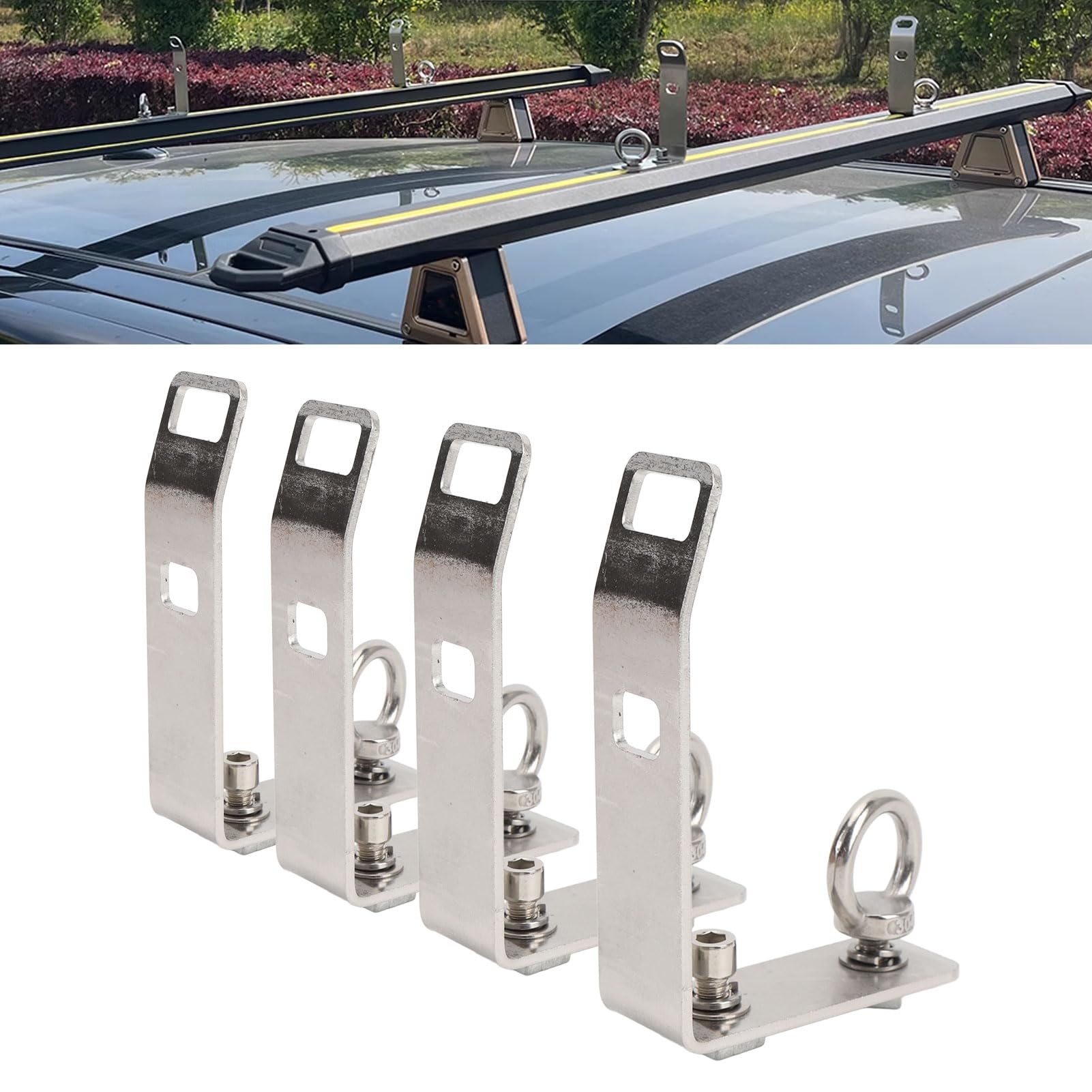 Yctze 4 Fermi di Carico per Portapacchi in Acciaio Inossidabile 304 Fermi di Carico per Scorrevole nelle Scanalature a T Supporto per Barra Trasversale per Scaletta Legna Ardere