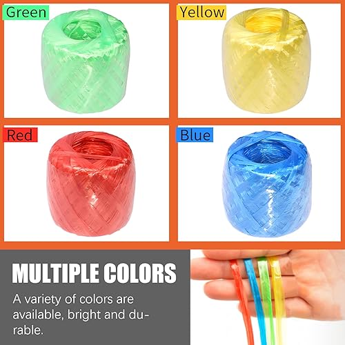 Miniatura 5 de Tanstic 4 rollos de cuerda de plástico de nailon de poliéster de 4 colores con tijeras, 1.378 in de ancho y 590 pies de longitud de cuerda de