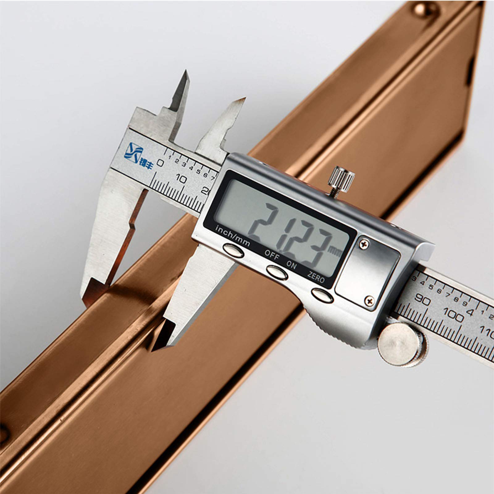 Scarico doccia lineare oro rosa, scarico bagno in acciaio inox 600 mm, scarico a pavimento rettangolare con inserto lineare antiodore