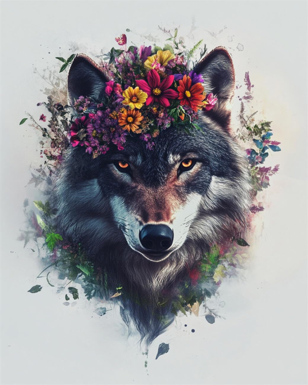 RKFLGEW DIY Embroidery Set Fantasy Wolf 50x70cm