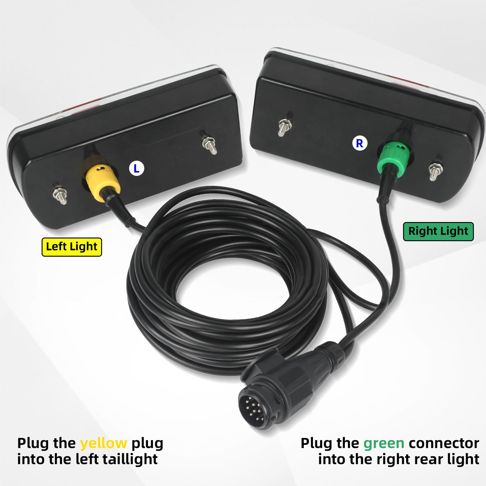 Kit luci posteriori per rimorchio 12V 24V, indicatori di direzione impermeabili Catarifrangente fendinebbia con presa a 13 pin Cavo a 5 conduttori da 5,5 m Certificazione E