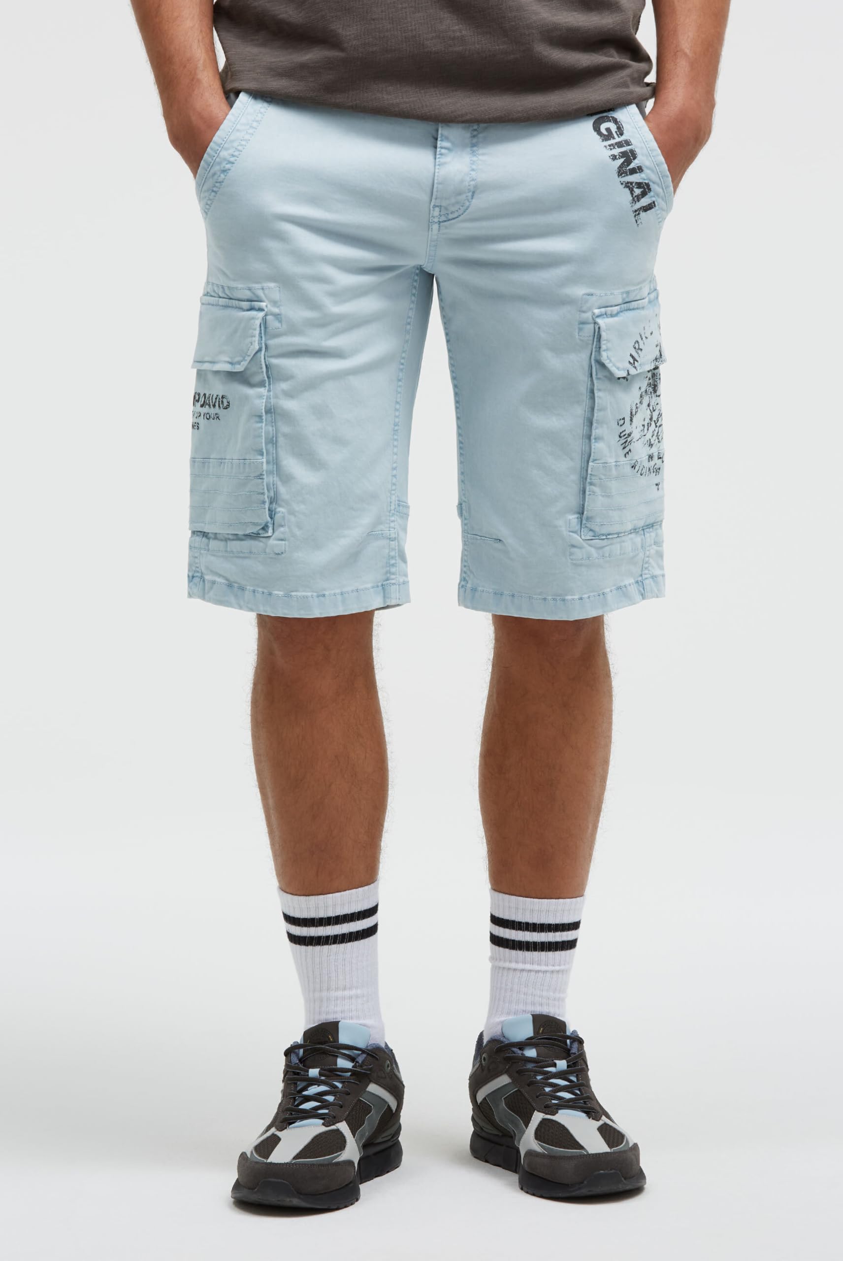 Camp David Herren Cargo Shorts mit Prints im Used Look
