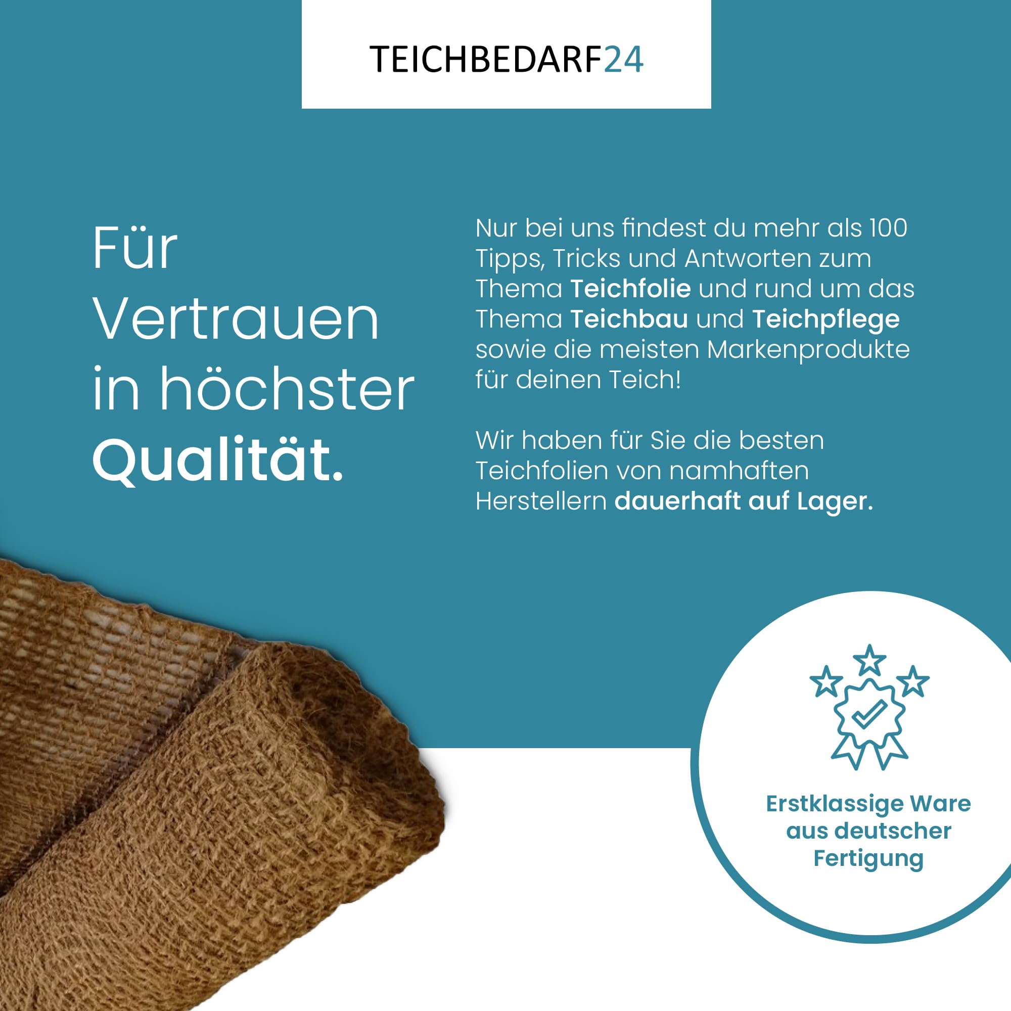 TeichVision Böschungsmatte Kokos 1,0 m breit – Verschiedene Längen/Kokosmatte als Ufermatte Teich/Böschungsmatte Hang/Kokosfasermatte 700 gr. /m ² (20 m)