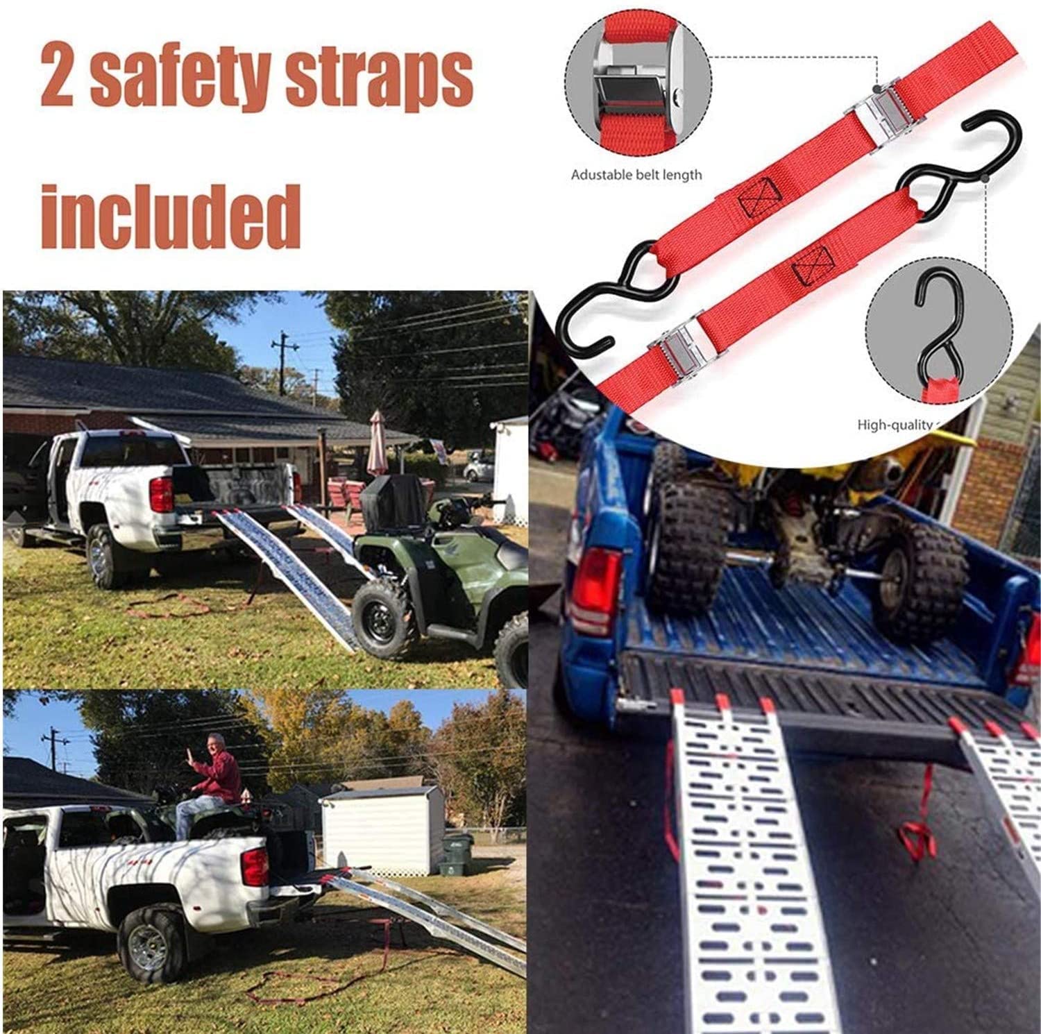 Gimisgu Klappbar Auffahrrampe 2 Stück, Alu Verladerampe, rutschfest Verladeschiene, Auto Laderampe für Motorrad, Anhänger, Rasenmäher, 226 x 30,5 x 5,5cm, Max 340kg
