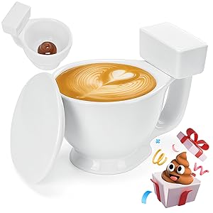 uMtsalane White Elephant Gifts for Adults, Christmas Gifts for Women Men,Toilet Coffee Mug, Mens Gifts, Fruit Bowl, Valentines Day Gift for Him Her, Anniversary Funny Gag Gift (White)