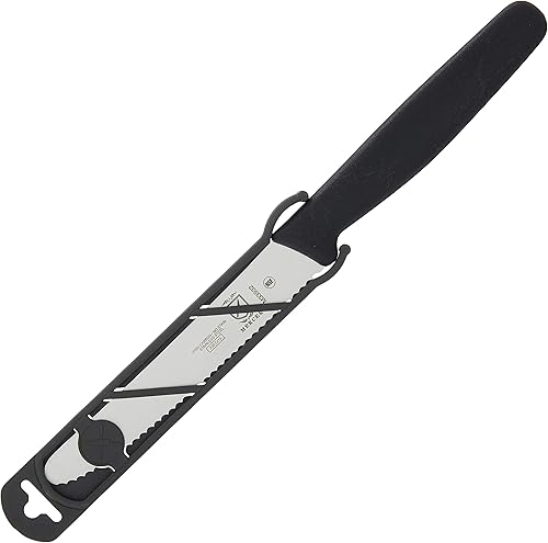 Mercer Culinary Cuchillo de barra ondulada de punta redondeada, borde 4-5/16, negro