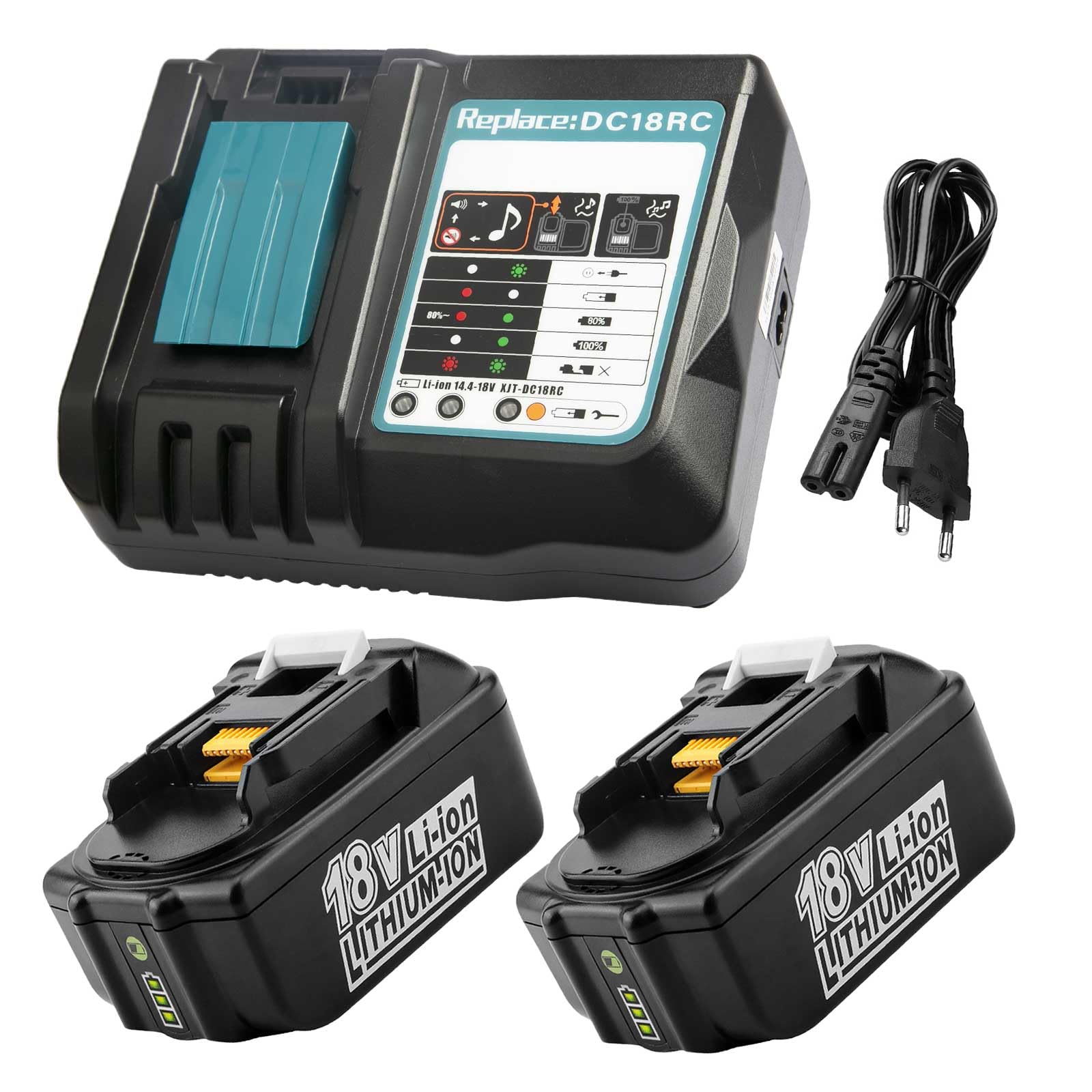 Energup 2 Pcs 5.5Ah Batería para Makita Batería 18V con Cargador DC18RC Reemplazo para Makita 18V BL1860 BL1850 BL1840 BL1830 BL1820
