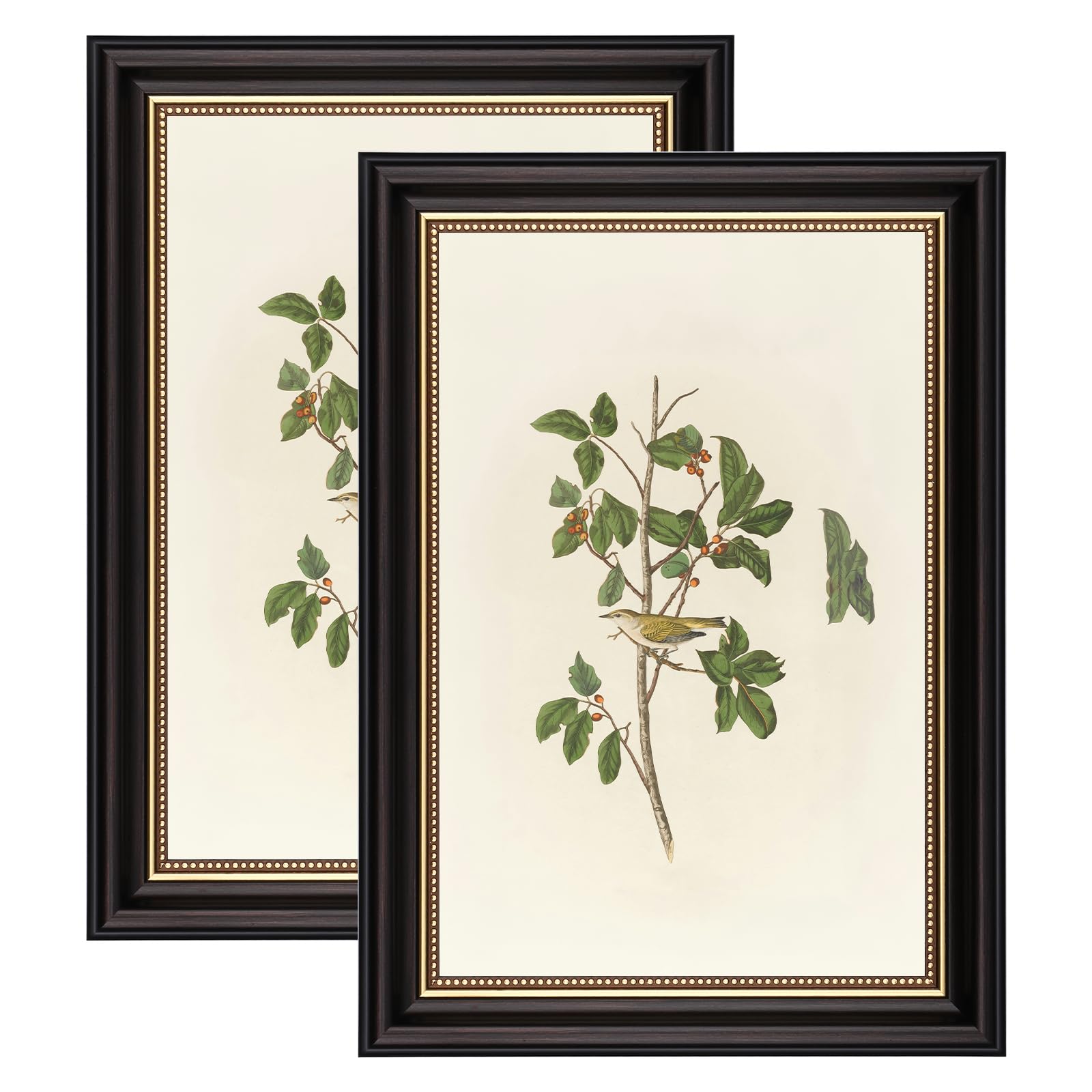 YoHyien 12x8 Vintage Photo Frames Set of 2, Distressed Shabby Chic Picture Frames with Mount for Wall Hanging, Landscape and Portrait Retro Postcard Frame for Desktop Display (Black, 12 x 8 in) — image 1
