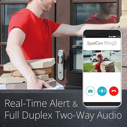 Miniatura 3 de SpotCam Timbre de video 2, configuración Bluetooth y Wi-Fi, batería recargablealimentada por CACC, FHD 1080P, audio bidireccional, ángulo de visión