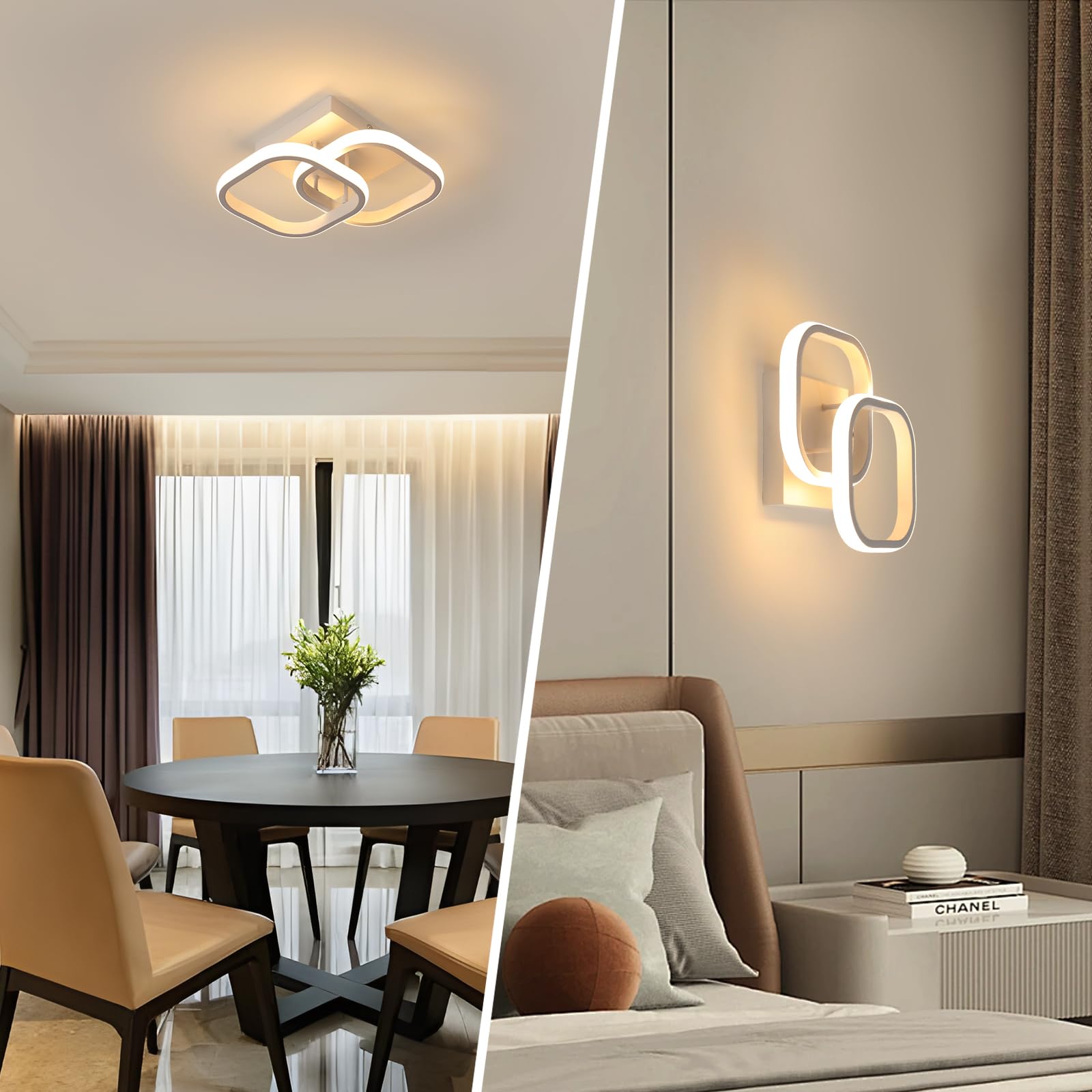 2 Pezzi Plafoniera LED Soffitto Moderna 22W Lampada da Soffitto