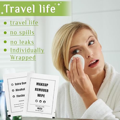 Miniatura 7 de Tatuo 500 toallitas desmaquillantes envueltas individualmente a granel, toallitas de maquillaje para baño, removedores de maquillaje, toallitas para