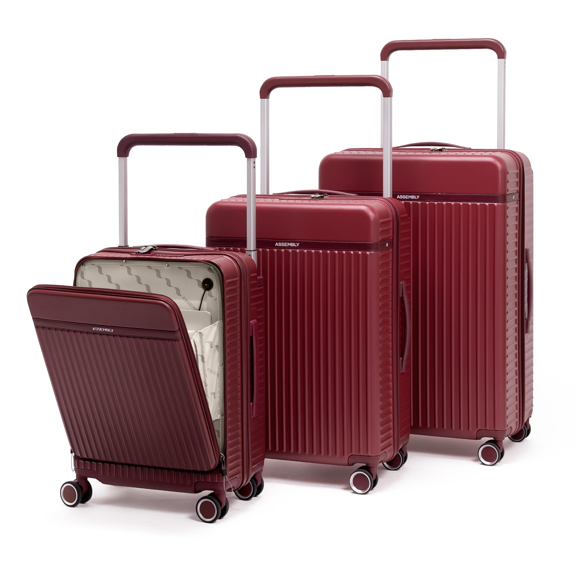 Assembly Rover Pro Trolley Bag Set of 3 20, 24, 28 Inch Hard Shell Polycarbonate Luggage Set with Laptop Compartment Wide Trolley Design with