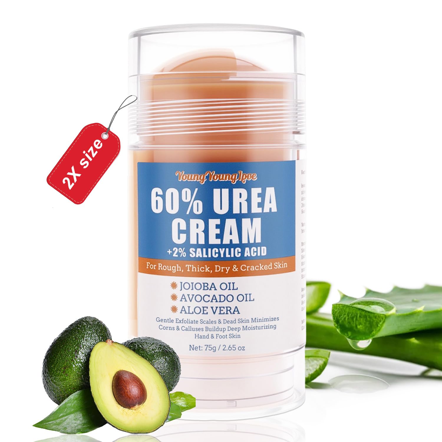 2.65 oz - 60% Urea Cream Stick with 2% Salicylic Acid for Cracked Heels