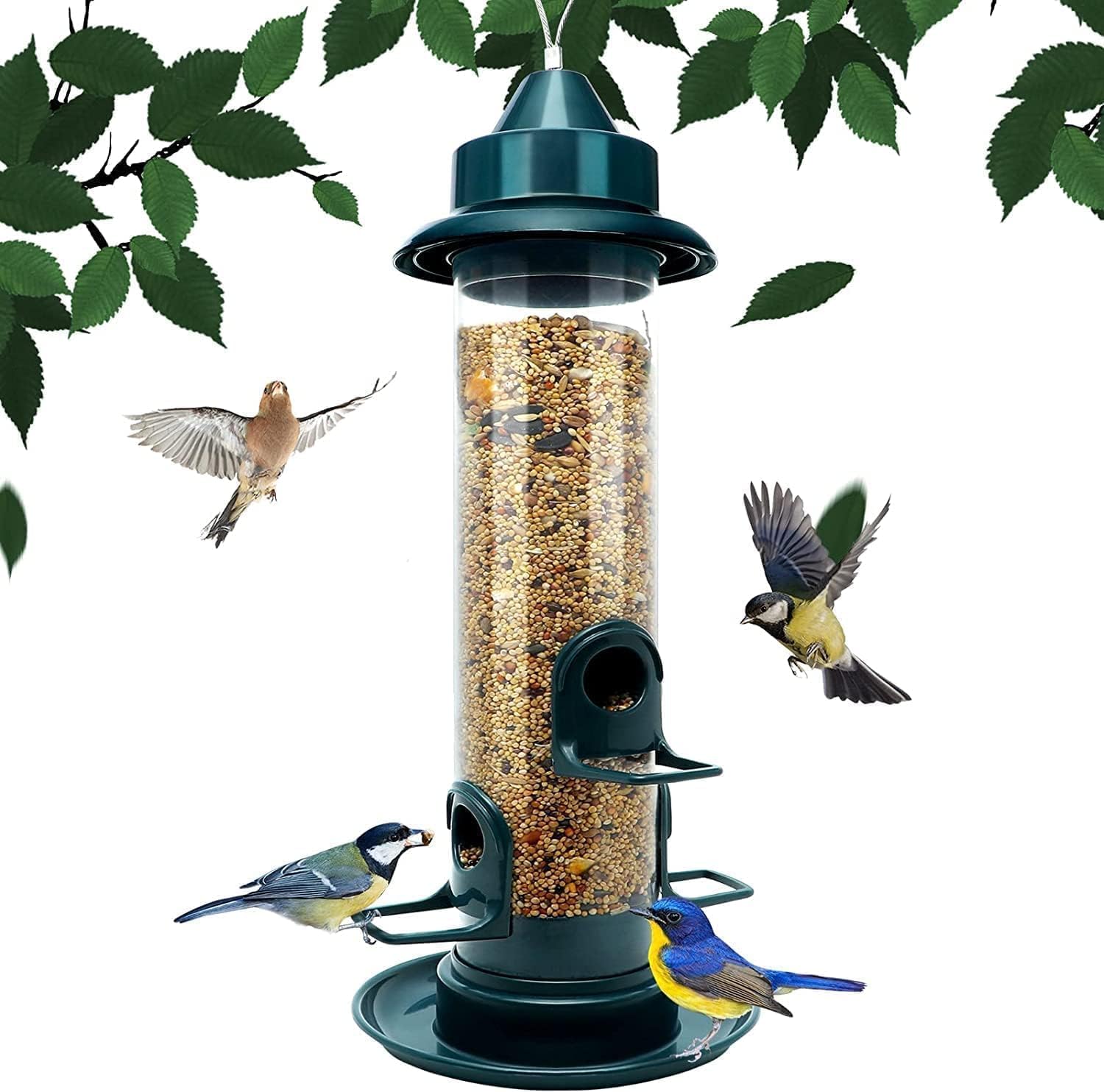 Squirrel Proof Bird Feeder for Outdoor Hanging Metal