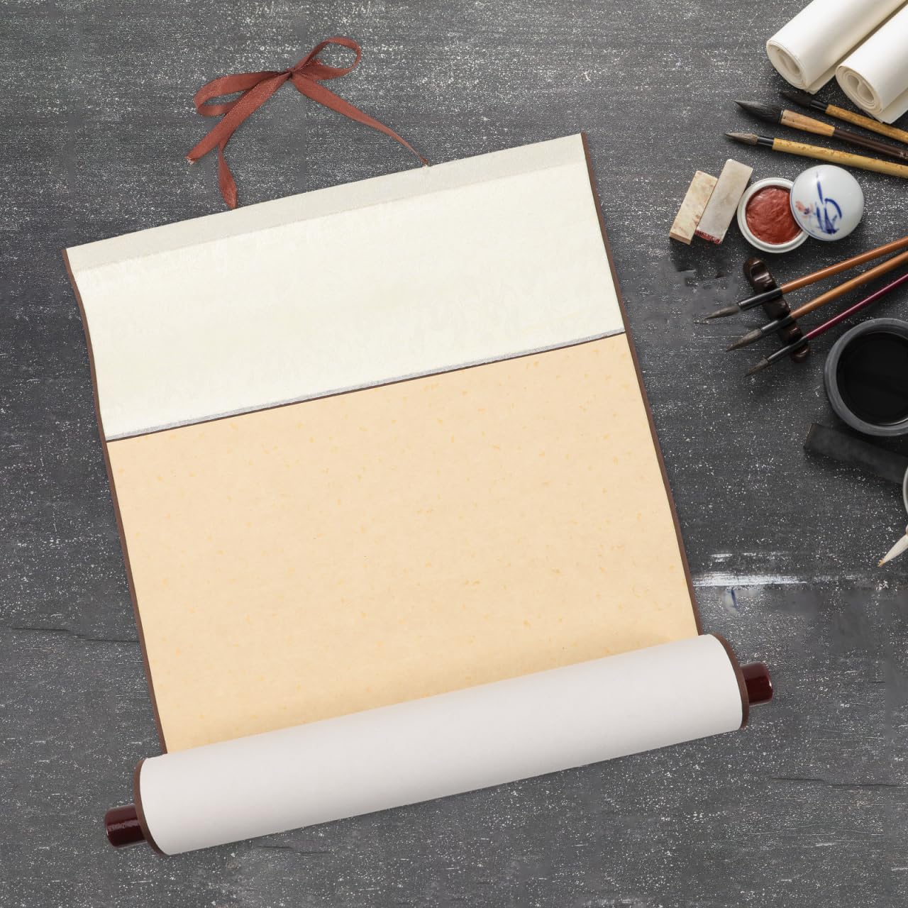Tofficu Accessoires pour Accessoires Rouges Défilement Calligraphie Suspendus Défilement Xuan Papier Défilement Calligraphie Défilement Art Peinture Rouleaux Parchemins