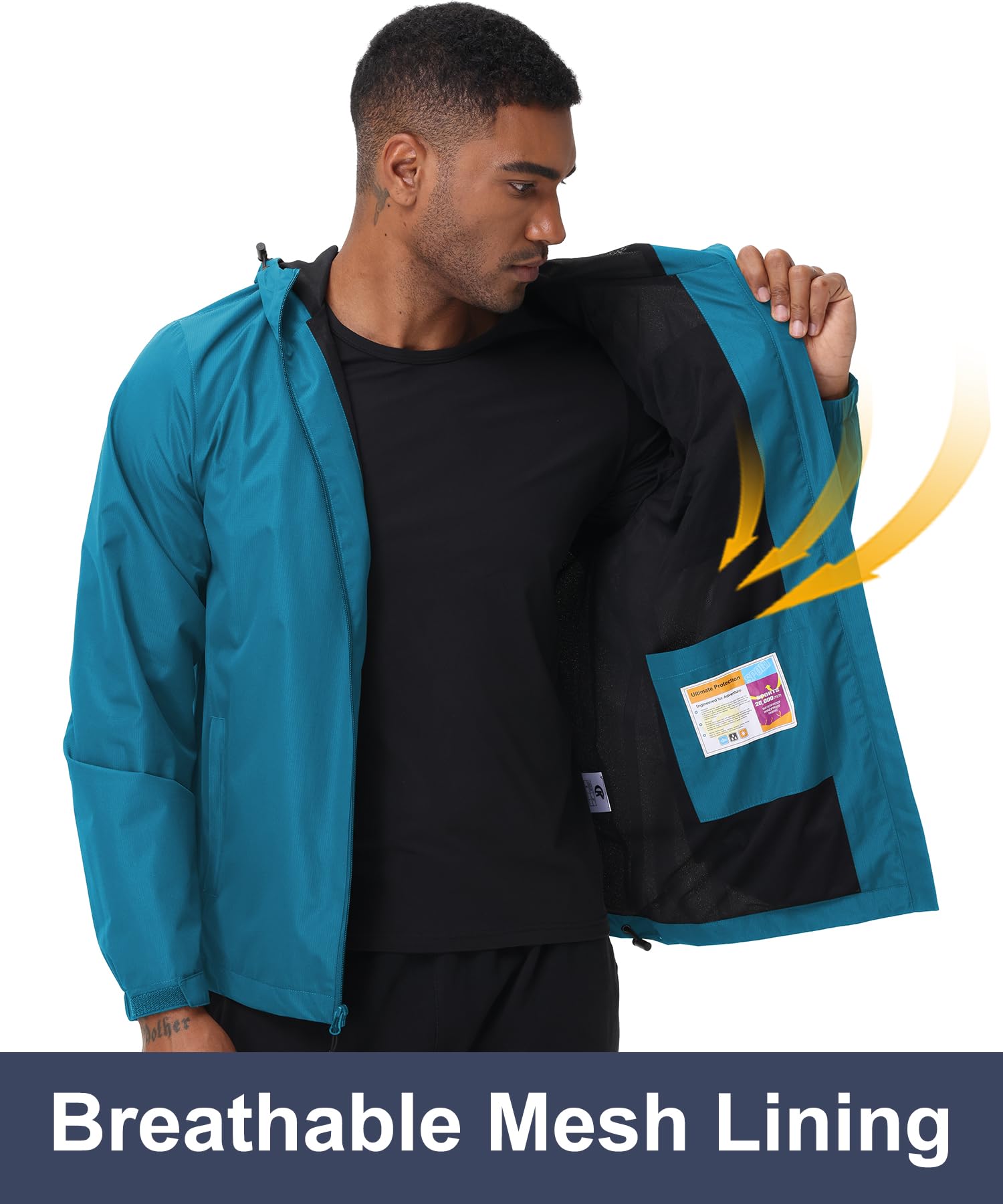 Huayuzh Giacca impermeabile da uomo, giacca impermeabile da uomo, leggera, pieghevole, antivento, softshell, escursionismo, campeggio